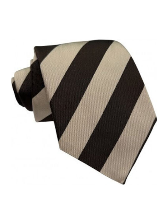 Silk Brown Beige Striped Tie 8cm