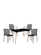 Dining Room Set Owlet with 4 Chairs 120x80cm