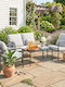 Outsunny Garten- und Outdoor-Möbelsets Wohnzimmer Typsatz 4 Stück Offenes Grau mit Kissen