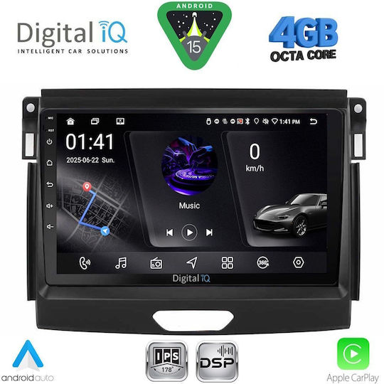 Digital IQ Car Audio System for Ford Ranger 2015-2018 (Bluetooth/USB/WiFi/GPS/Apple CarPlay/Android Auto) with 9" Touch Screen
