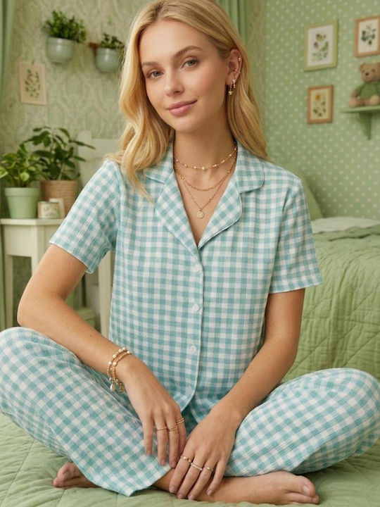 Summer Women's Cotton Pyjama Set Green