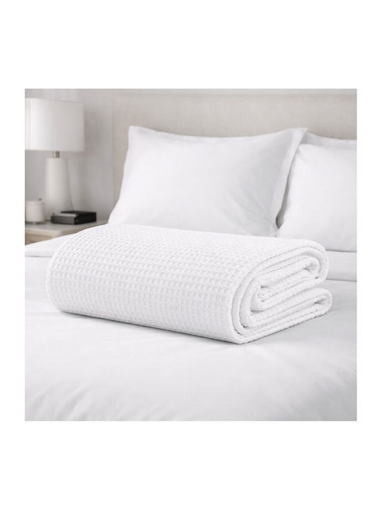 Adam Home Waffle Κουβέρτα Πικέ Υπέρδιπλη 225x240εκ. Λευκή