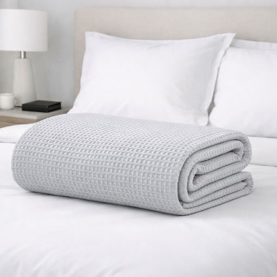 Adam Home Waffle Κουβέρτα Πικέ Μονή 165x240εκ. Γκρι