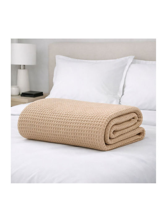 Adam Home Waffle Κουβέρτα Πικέ Μονή 165x240εκ. Capuccino