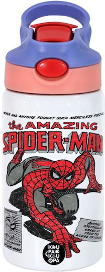 Koupakoupa Spiderman The Amazing Stainless Steel Kids Water Bottle Spiderman with Straw Pink 350ml