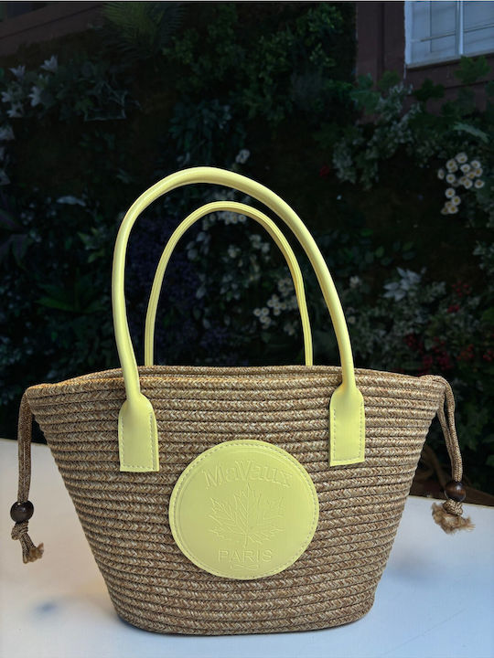 Geantă De Plajă Din Wicker Galbenă