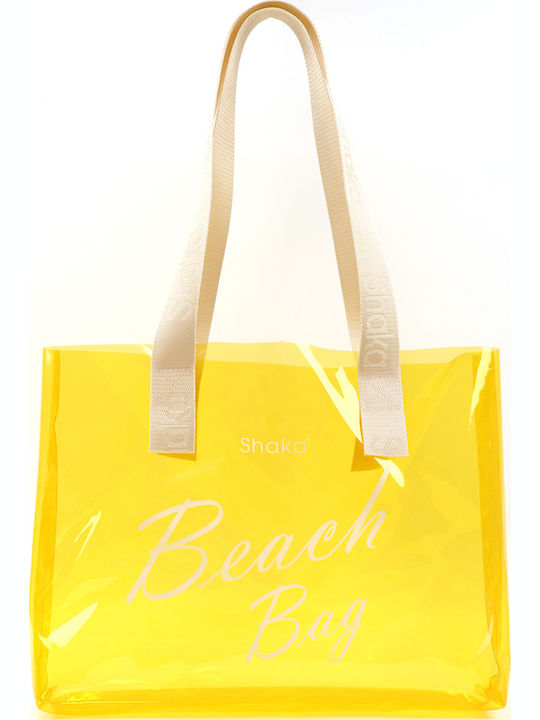 Plastic Beach Bag with Hat Yellow