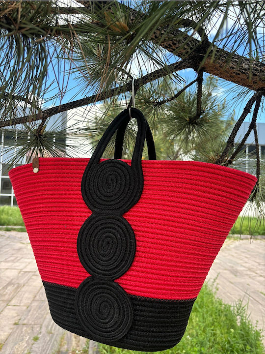 Wicker Red Beach Bag