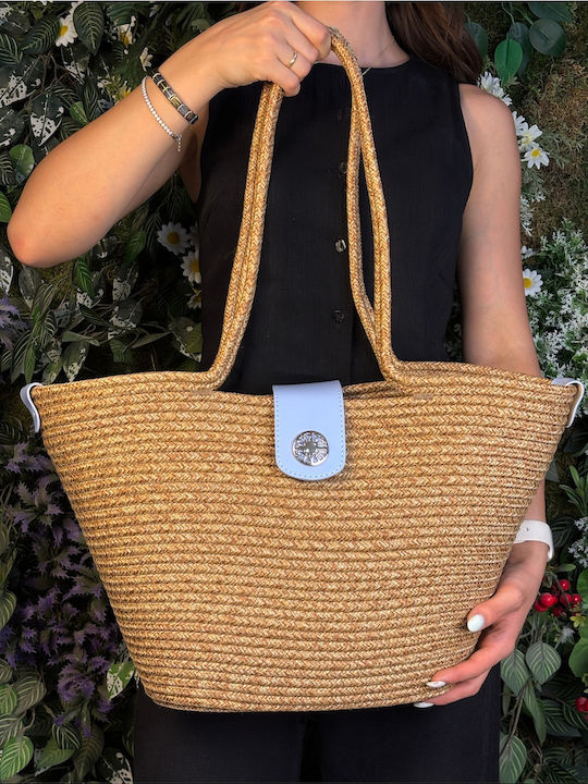 Geantă De Plajă Din Wicker Albastră