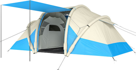 Outsunny Σκηνή Camping Τούνελ Φουσκωτή Αποθήκευσης Μπλε 4 Εποχών για 4 Άτομα 485x245x188εκ.