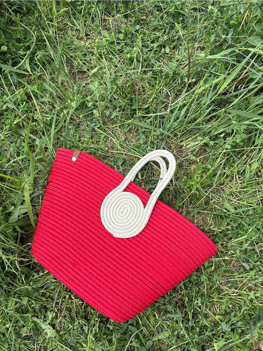 Wicker Red Beach Bag