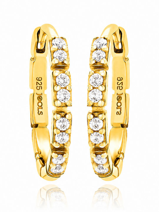 Jools Earrings Hoops Gold Plated Silver with Stones