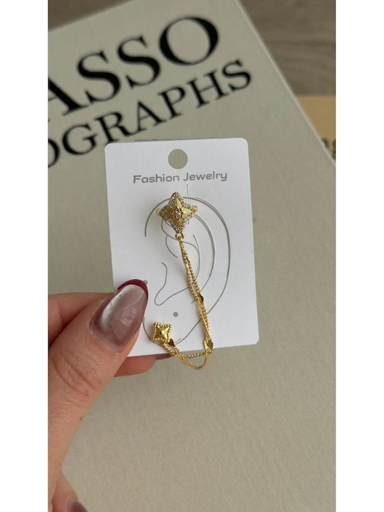 Cuff Earrings Made of Gold Plated Steel with Be...