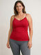 Sleeveless Cotton Red Women's T-Shirt