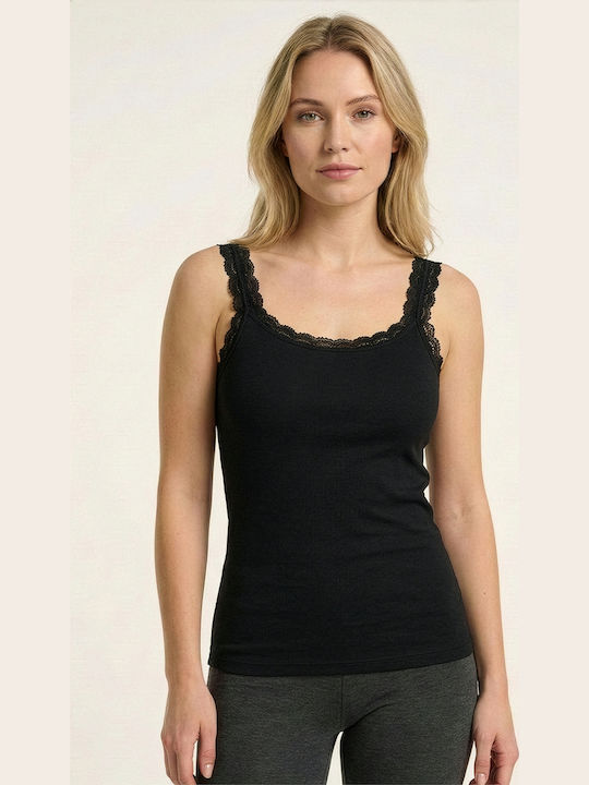 Sleeveless Cotton Black Women's Undershirt