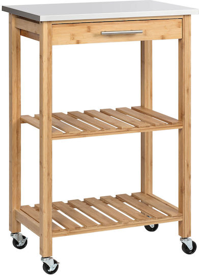 HomCom HomCom Lebensmittelregal Holz mit Rädern 58x36x86cm