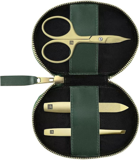 Set 3 Pieces Stainless Steel Case Vegan Leather Apple Peels Green Zwilling Premium