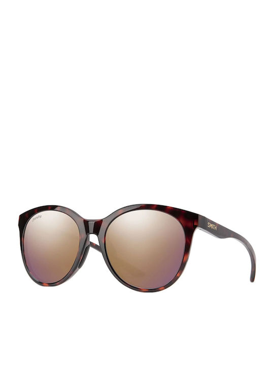 Smith Unisex Sunglasses With Rose Gold Tartaruga Frame And Brown Polarized Mirror Lens