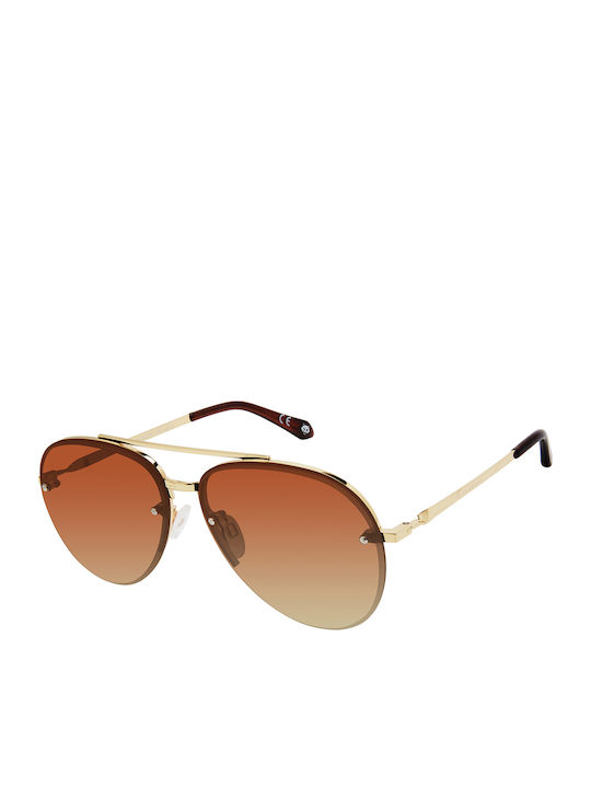 Prive Revaux Unisex Sunglasses with Gold Frame and Brown Lens