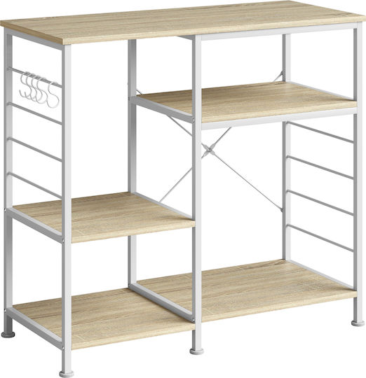 HomCom Ραφιέρα Κουζίνας Ξύλινη Λευκή 83.5x39x90cm
