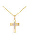 Xrisokosmima Women's Gold Cross 9K Double Sided with Chain
