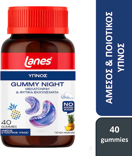 Lanes Gummy Night Supplement for Sleep 40 Pineapple Gummies
