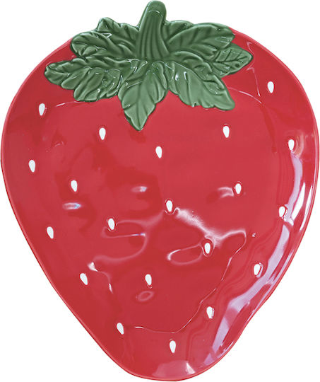 Easylife Jardin Des Fraises Servierplatte aus Porzellan Rote 25.5x21cm