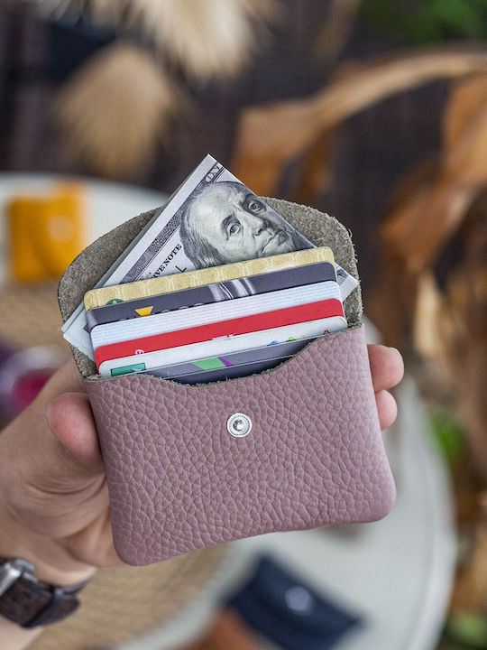 Leather Men's Card Wallet Beige