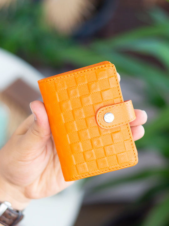 Leather Men's Card Wallet Orange