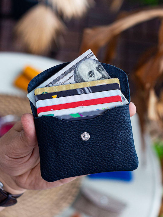 Leather Men's Card Wallet Blue