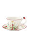 Easylife Jardin Des Fraises Φλιτζάνι Tσαγιού από Πορσελάνη Λευκό 240ml