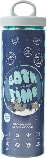 M-pets Bathtime Quick-Dry Towel for Dogs & Cats 64x43cm Green Bubble
