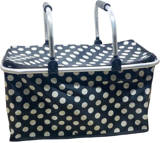 Isothermal Picnic Basket Polka Dot – Foldable Aluminum Frame Ideal for Shopping Excursions Beach & Camping Black