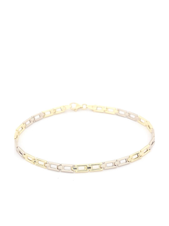 Männer Bicolor Hand Kette aus Gold 9K Länge 21cm
