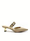 Mules With Low Heel In Beige Colour