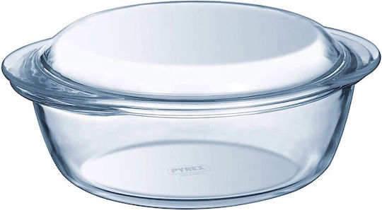 Pyrex 4 Σε 1 Στρογγυλό Πυρίμαχο Σκεύος Γυάλινο με Καπάκι και Βάση 27x23x11cm