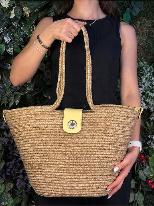 Geantă De Plajă Din Wicker Galbenă