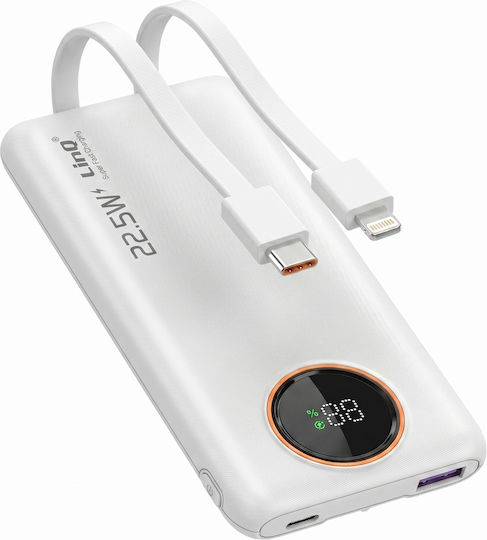 LinQ Power Bank 10000mAh 22.5W mit USB-A Ausgangsanschlüsse und USB-C Ausgangsanschlüsse Weiß
