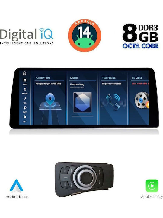 Digital IQ Car Audio System for BMW Series 3 2005-2012 Bluetooth USB AUX WiFi GPS Apple CarPlay Android Auto with 12.3" Touch Screen