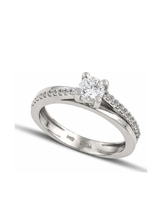 Themelidis Jewels Μονόπετρο από Λευκόχρυσο 18Κ ...