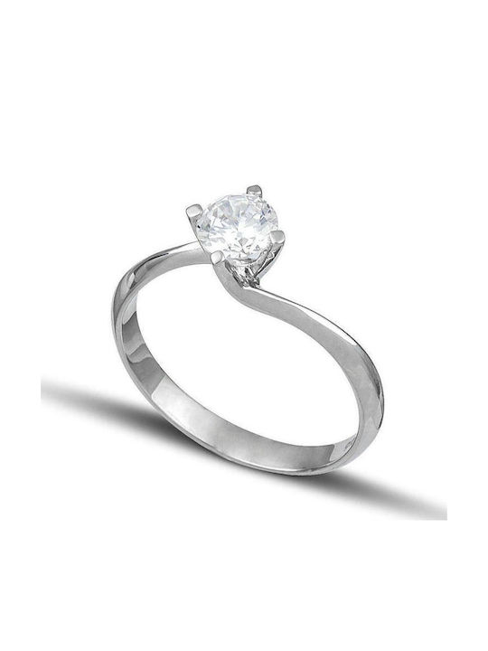 Themelidis Jewels Μονόπετρο από Λευκόχρυσο 18Κ ...