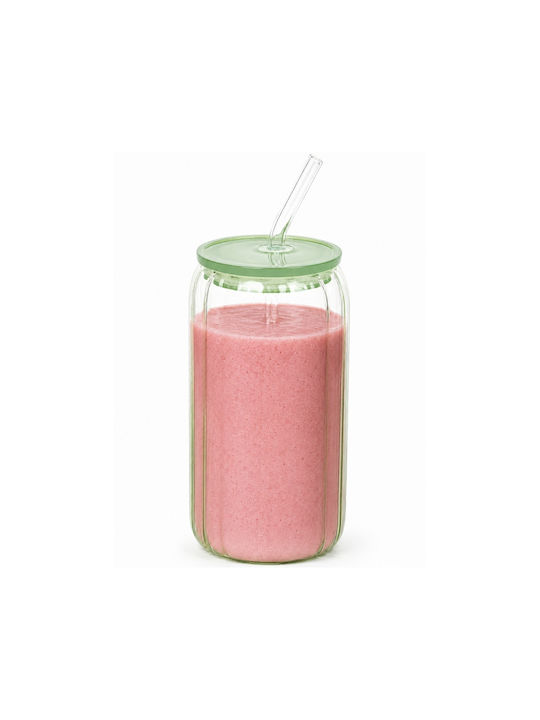 Water Coffee/Freddo Glass in Brown Colour with Straw 530ml