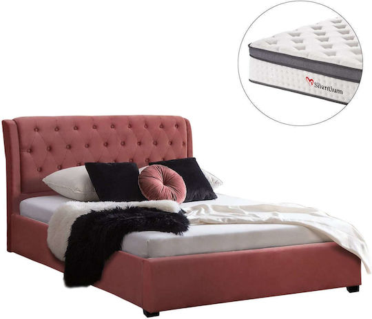 Doppelbett Mit Samt Bezogen Mit Spanplatte Mit Lattenrost Und Matratze 150x200cm Freebox