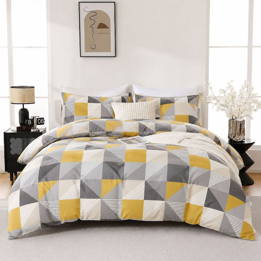 Σετ Παπλωματοθήκη 200x220cm Διπλή με 2 Μαξιλαροθήκες & 1 Σεντόνι 3d Microsatin Nani