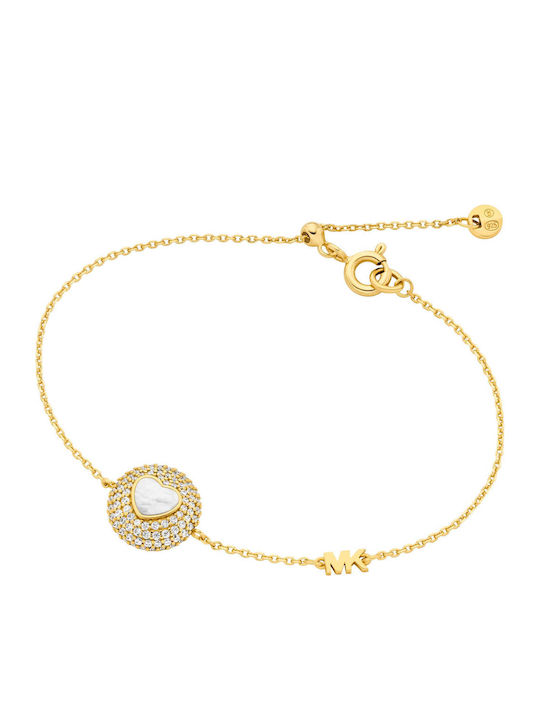 Michael Kors Women's Bracelet with Heart Design in Gold Plated Silver with Zircon