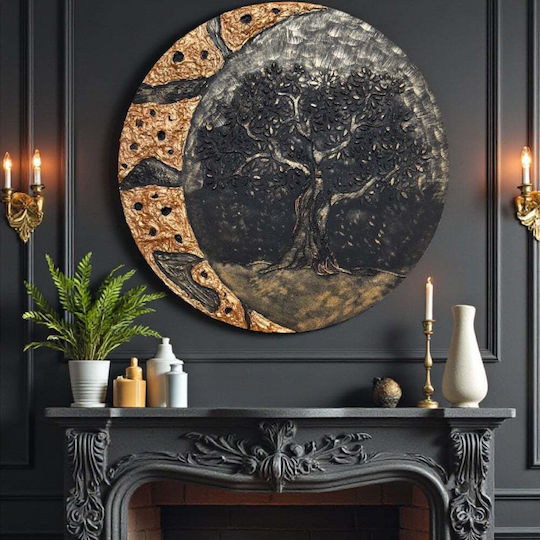 Baum Leben Im Mondlicht Handgefertigtes Relief-Gemälde Auf 40 Cm Holzrahmen Baum Leben Im Mondlicht Handgefertigtes Relief-Gemälde Auf 40 Cm Holzrahmen