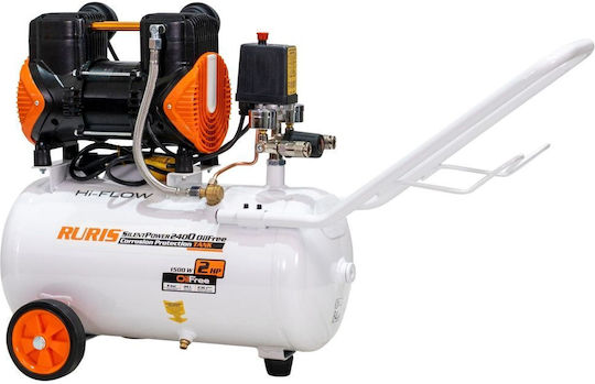 Ruris Silent Power 2400 – Compresor Silențios Fără Ulei 1500w Rezervor 24l 236 L Min 8 Bar
