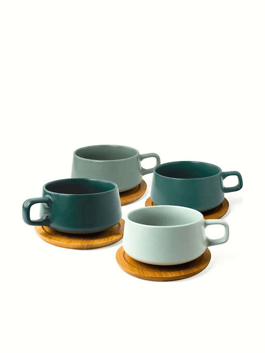 Miamio Set Cesti Cappuccino Din Bambus Verzi 320ml 4 Bucăți
