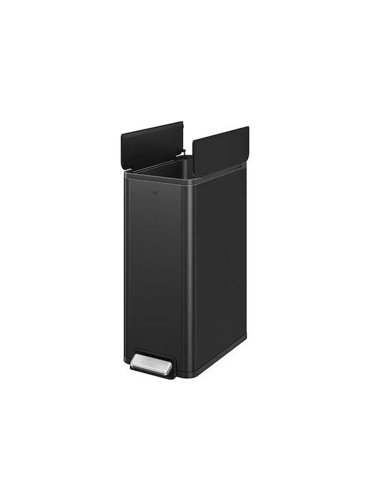 Eko Coș De Gunoi Din Oțel Inoxidabil Cu Pedală Negru 45lt