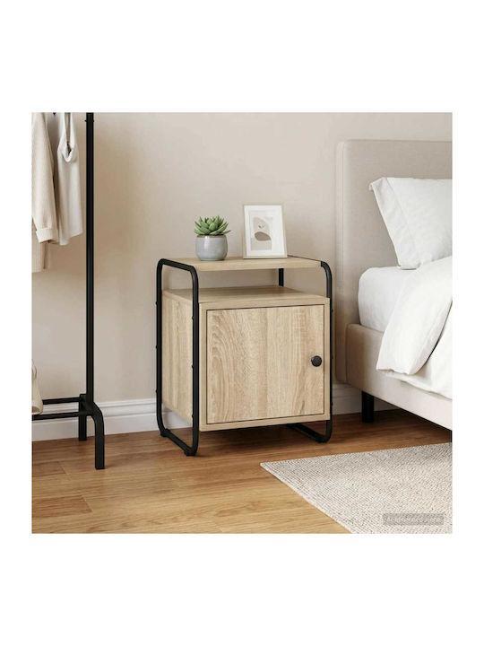 Wooden Bedside Table with Metal Legs Beige 40x3...